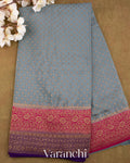 Powder Blue Pure Crepe Silk Handloom Saree