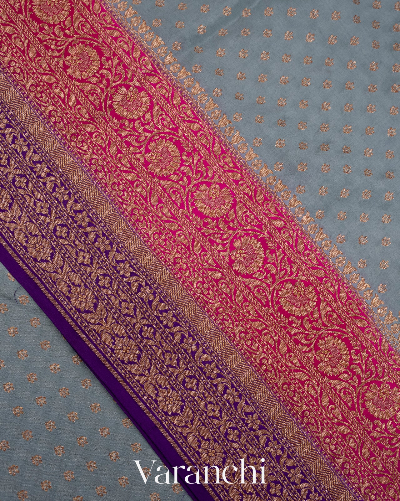 Powder Blue Pure Crepe Silk Handloom Saree