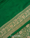 Dark Green Heavy Brocade Pure Crepe Silk Handloom Saree