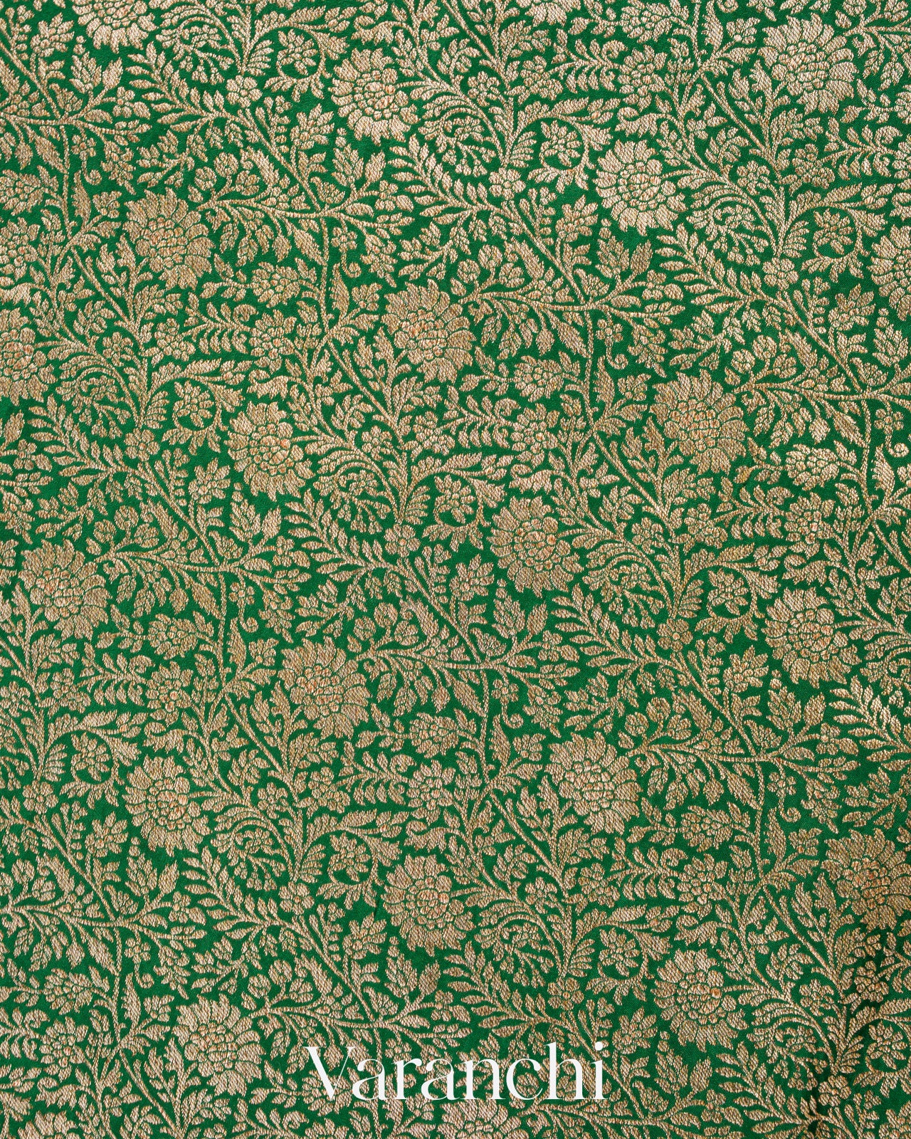 Dark Green Heavy Brocade Pure Crepe Silk Handloom Saree