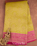 Lime Green Pure Crepe Silk Handloom Saree