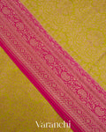 Lime Green Pure Crepe Silk Handloom Saree
