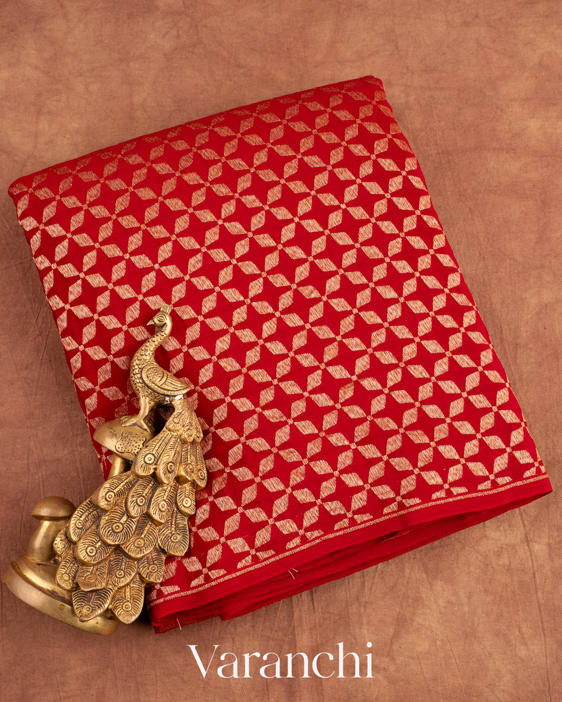 Deep Red Pure Crepe Silk Handloom Saree