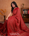 Deep Red Pure Crepe Silk Handloom Saree