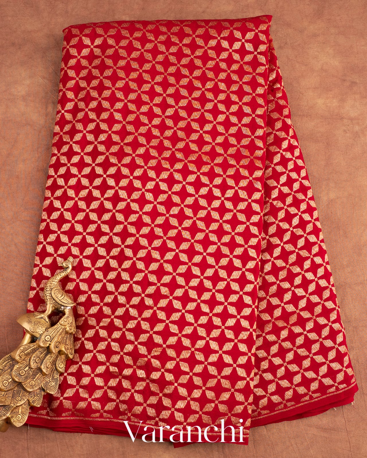 Deep Red Pure Crepe Silk Handloom Saree