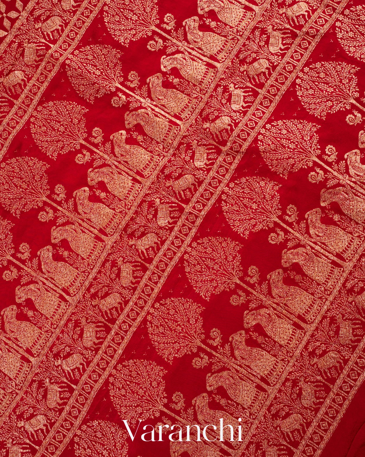 Deep Red Pure Crepe Silk Handloom Saree