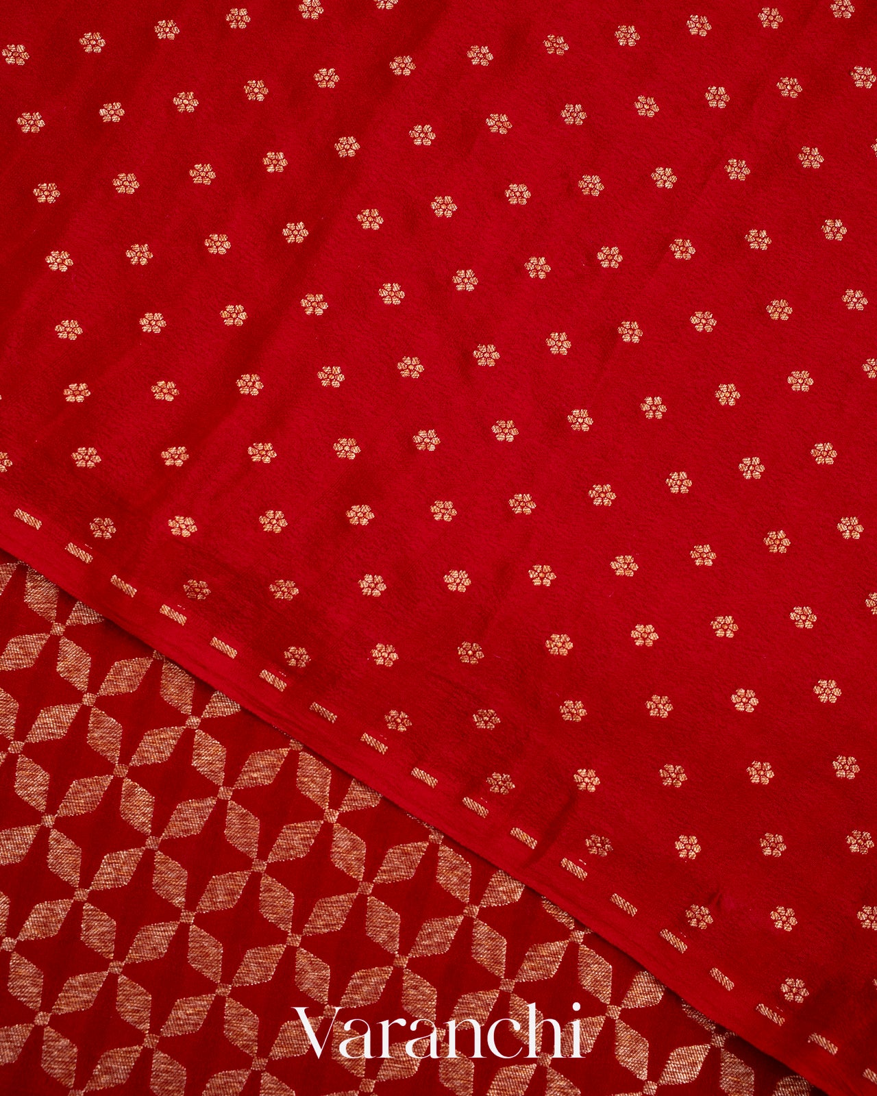 Deep Red Pure Crepe Silk Handloom Saree