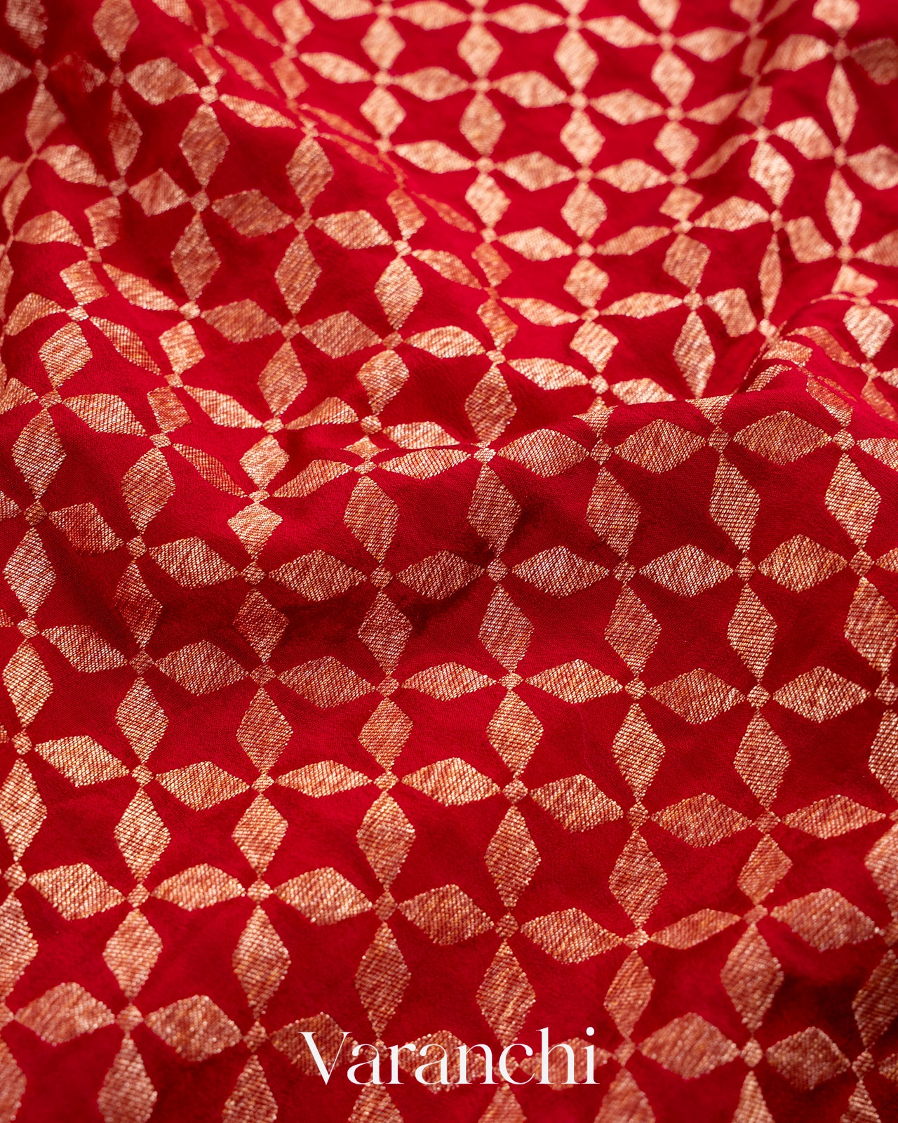 Deep Red Pure Crepe Silk Handloom Saree
