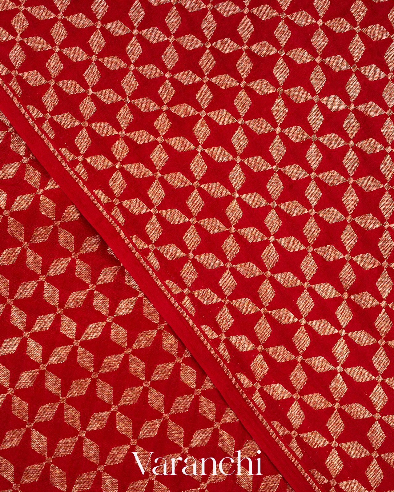 Deep Red Pure Crepe Silk Handloom Saree
