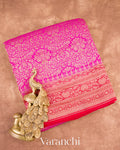 Magenta Pink Heavy Brocade Pure Crepe Silk Handloom Saree