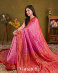 Magenta Pink Heavy Brocade Pure Crepe Silk Handloom Saree