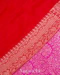 Magenta Pink Heavy Brocade Pure Crepe Silk Handloom Saree