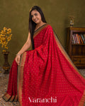 Crimson Red Pure Crepe Silk Handloom Saree