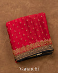 Crimson Red Pure Crepe Silk Handloom Saree
