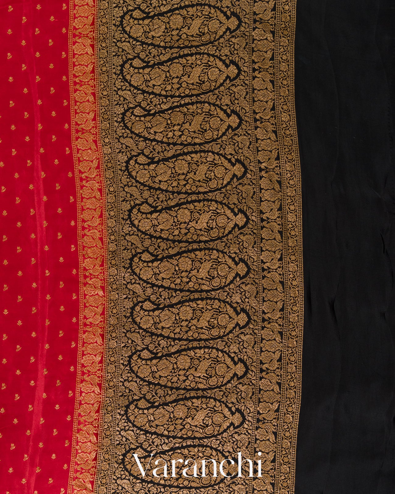 Crimson Red Pure Crepe Silk Handloom Saree