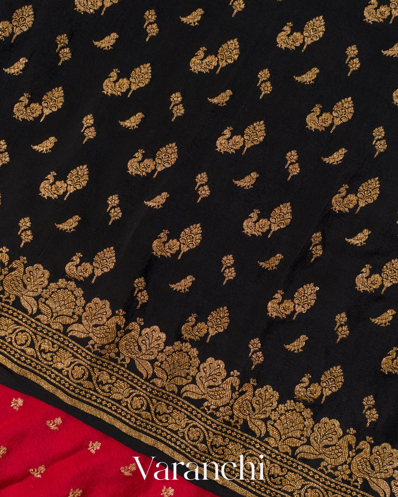 Crimson Red Pure Crepe Silk Handloom Saree