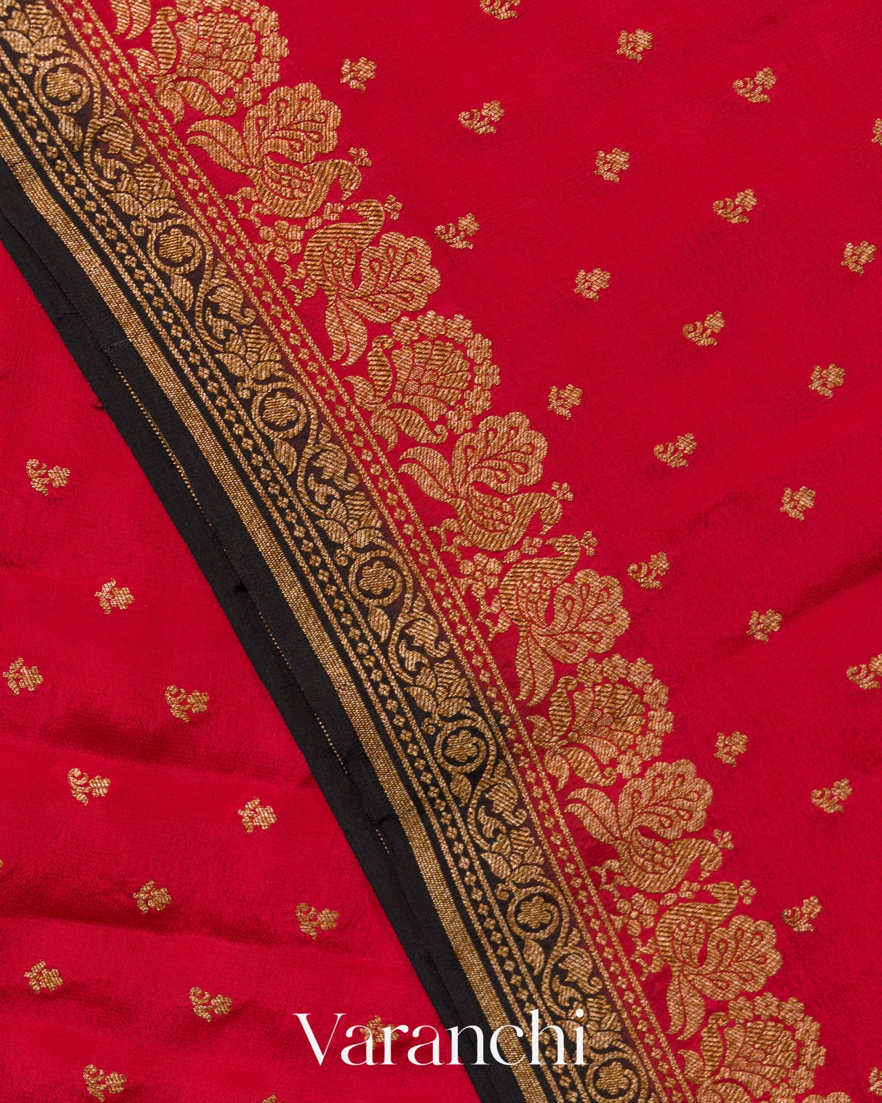 Crimson Red Pure Crepe Silk Handloom Saree