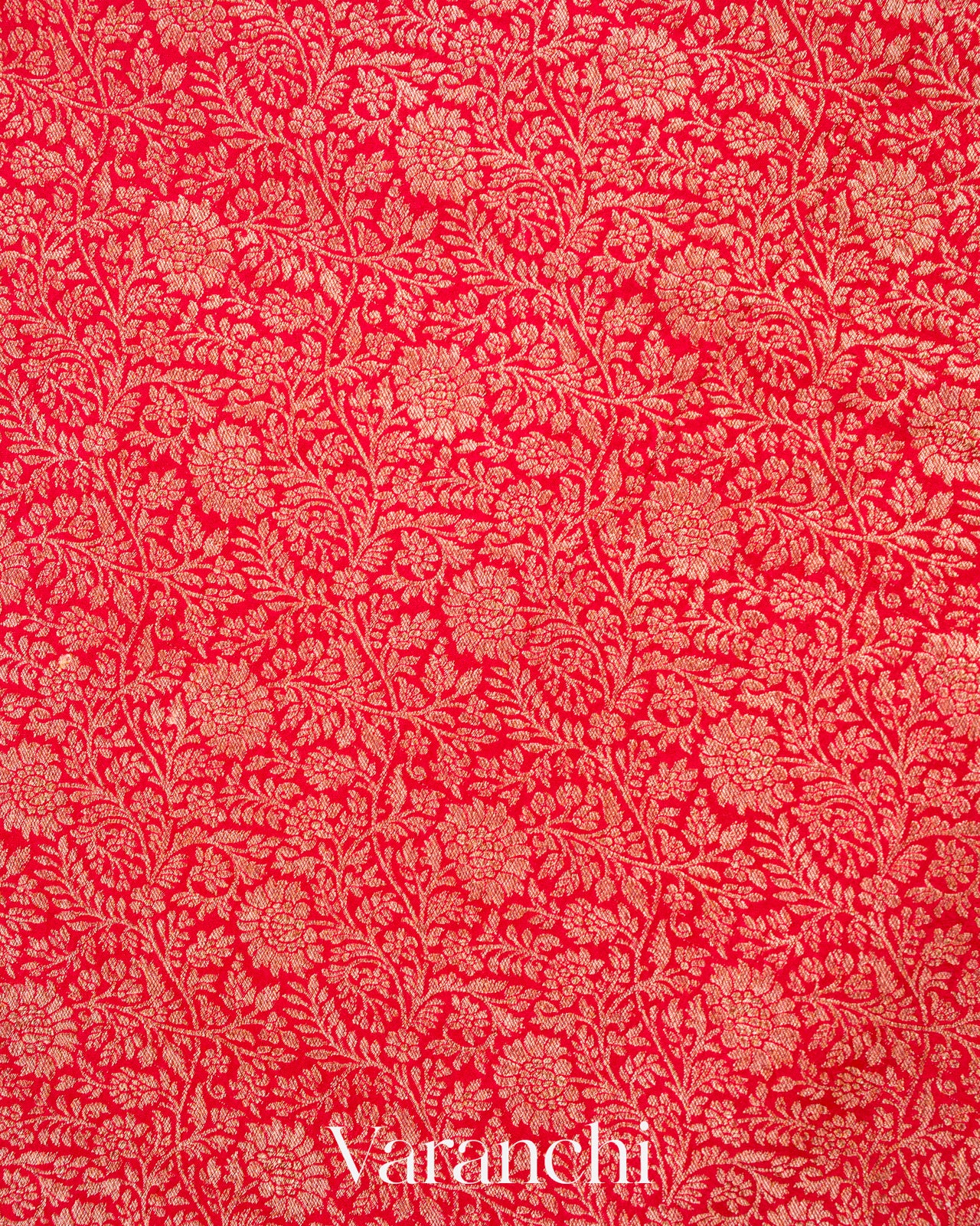 Bright Red Heavy Brocade Pure Crepe Silk Handloom Saree