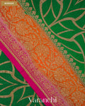 Bottle Green Pure Crepe Silk Handloom Saree — Border