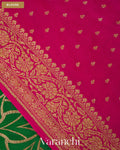 Bottle Green Pure Crepe Silk Handloom Saree — Blouse