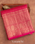 Rani Pink Pure Crush Kora Silk Saree