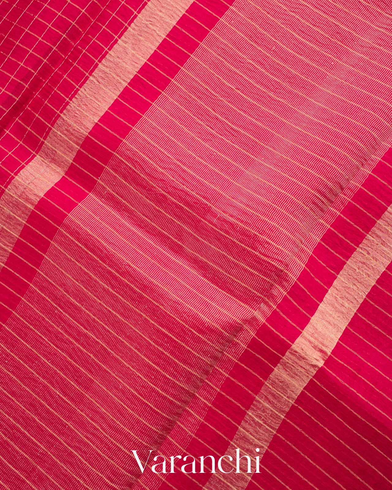 Rani Pink Pure Crush Kora Silk Saree