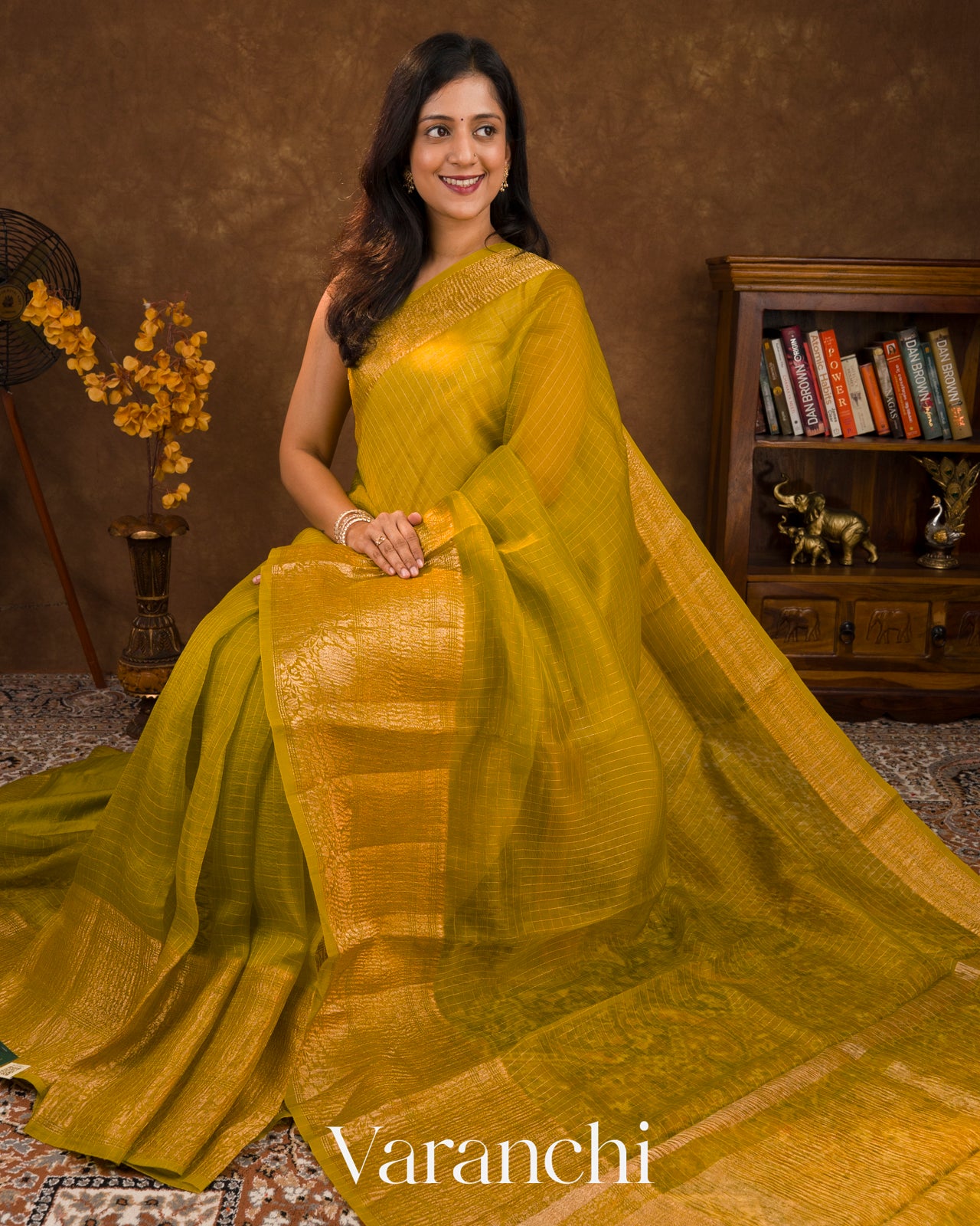 Mehandi Green Pure Crush Kora Silk Saree