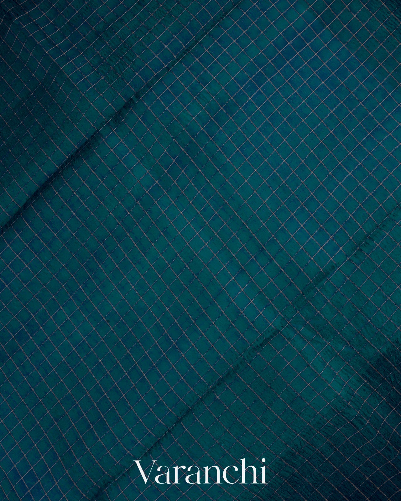 Prussian Blue Pure Crush Kora Silk Saree