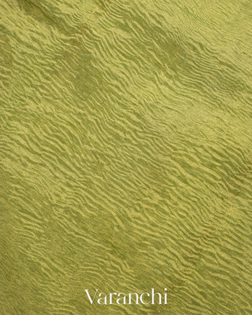 Lemon Green Pure Crush Tissue Kora Silk Saree