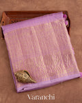 Lavender Pure Crush Kora Silk Saree