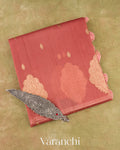 Dusty Coral Pink Borderless Pure Kora Silk Handloom Saree