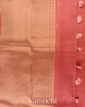Dusty Coral Pink Borderless Pure Kora Silk Handloom Saree