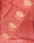 Dusty Coral Pink Borderless Pure Kora Silk Handloom Saree