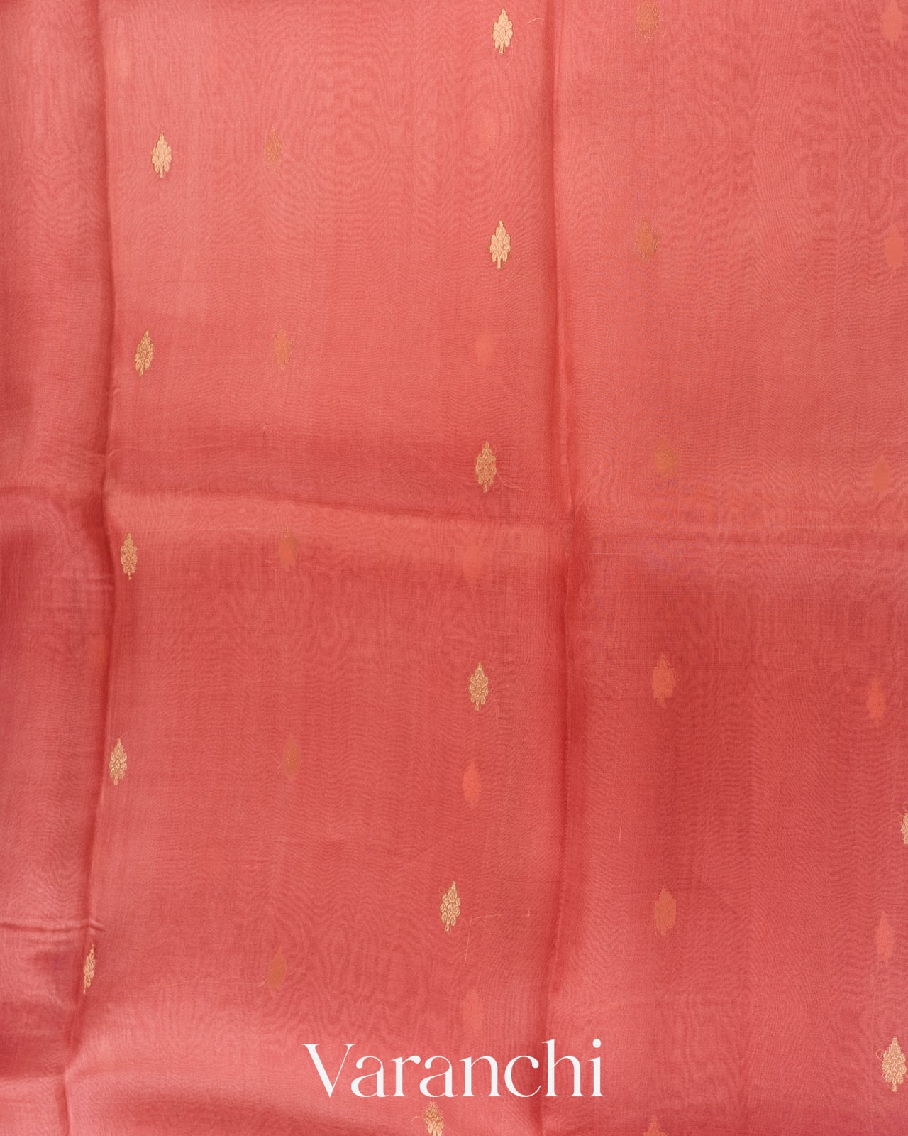 Dusty Coral Pink Borderless Pure Kora Silk Handloom Saree