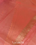 Dusty Coral Pink Borderless Pure Kora Silk Handloom Saree