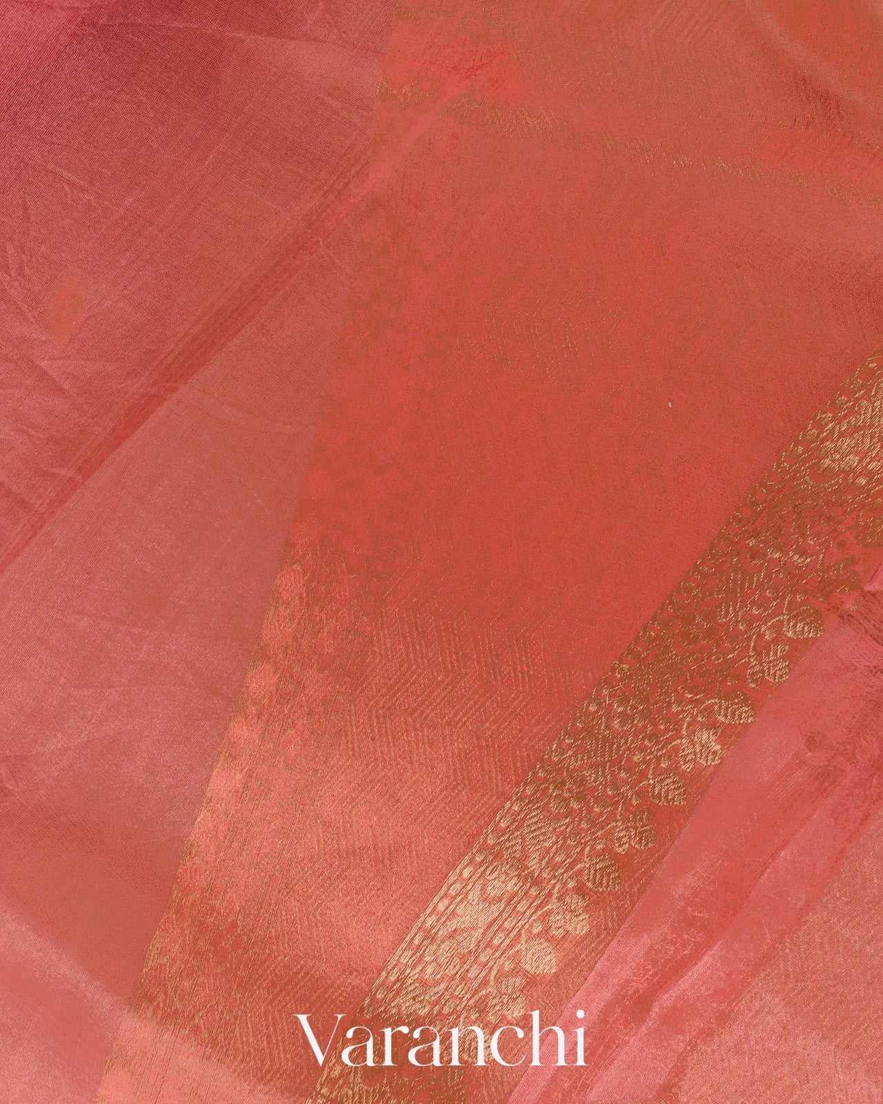 Dusty Coral Pink Borderless Pure Kora Silk Handloom Saree