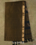 Golden Brown Striped Pure Maheshwari Silk Cotton Handloom Saree