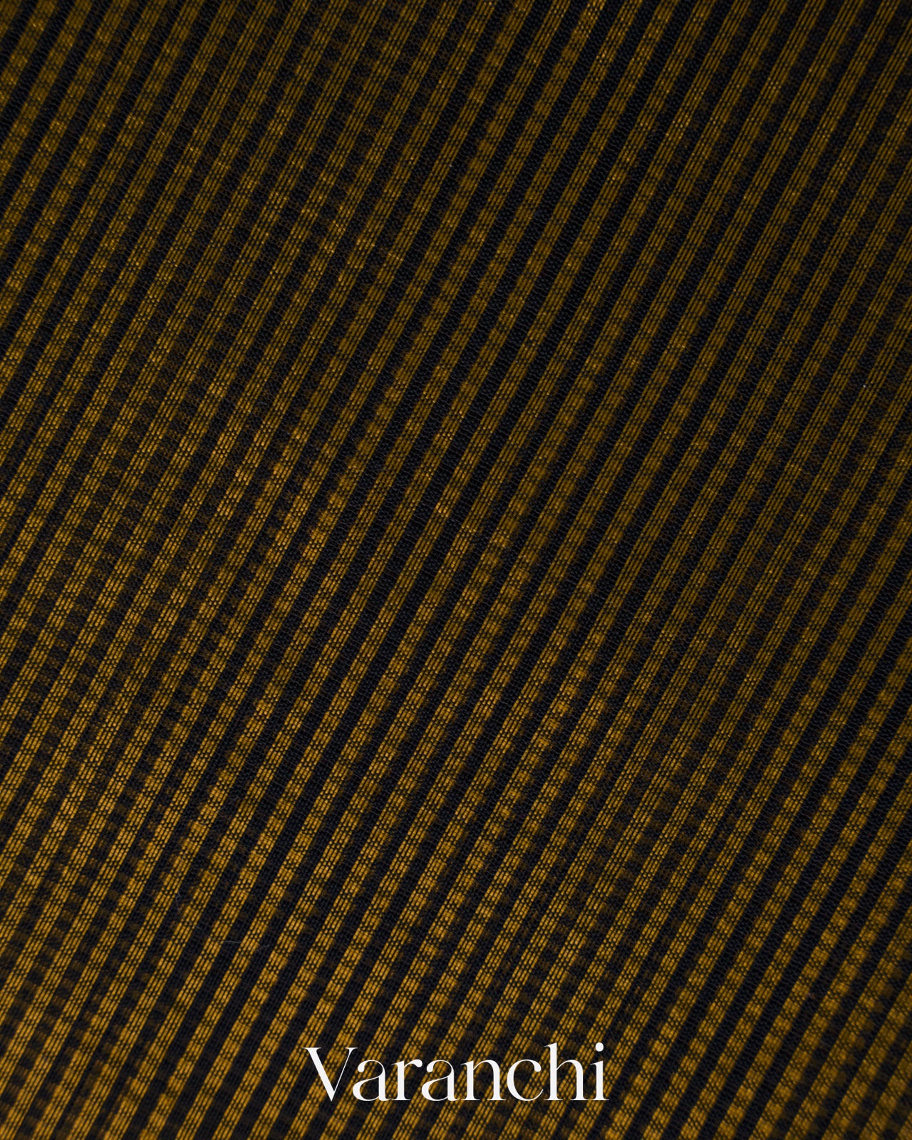 Golden Brown Striped Pure Maheshwari Silk Cotton Handloom Saree