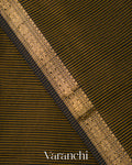 Golden Brown Striped Pure Maheshwari Silk Cotton Handloom Saree