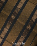 Golden Brown Striped Pure Maheshwari Silk Cotton Handloom Saree