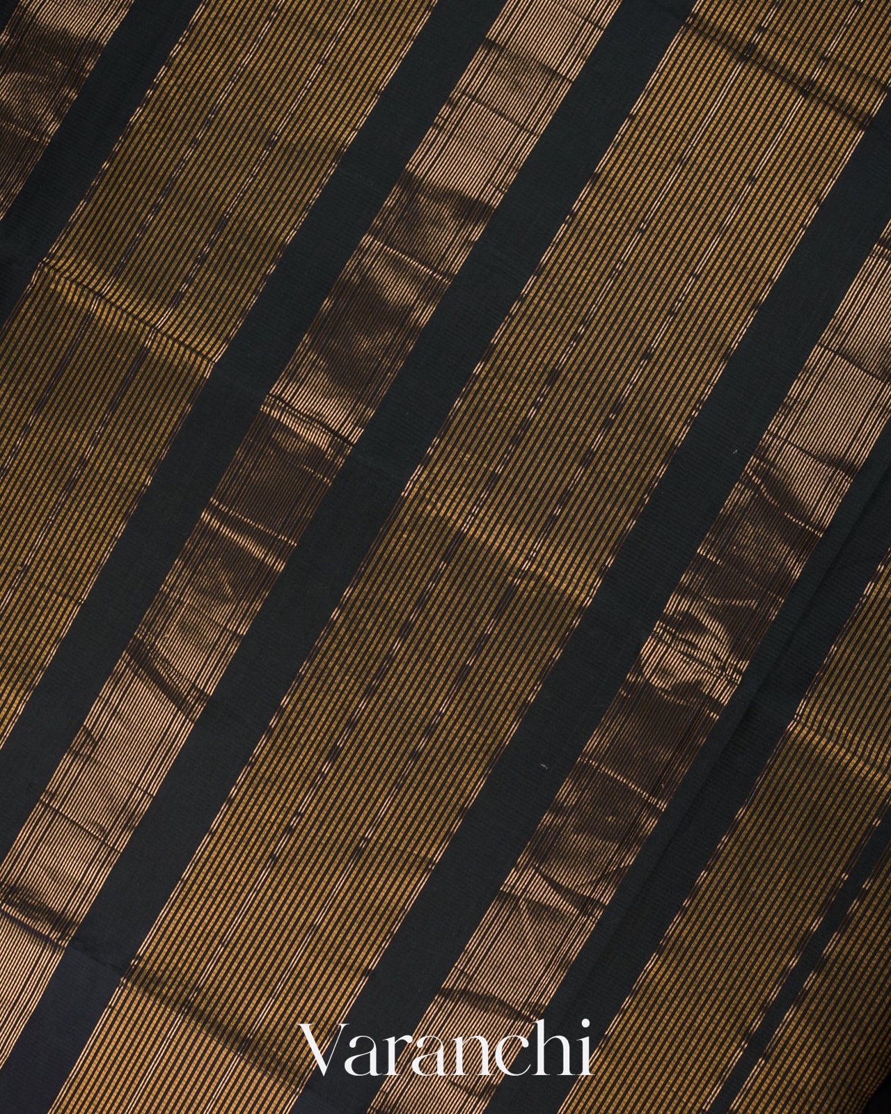 Golden Brown Striped Pure Maheshwari Silk Cotton Handloom Saree