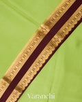 Leaf Green-Deep Wine Maroon Pure Mysore Crepe Silk Saree