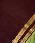 Leaf Green-Deep Wine Maroon Pure Mysore Crepe Silk Saree