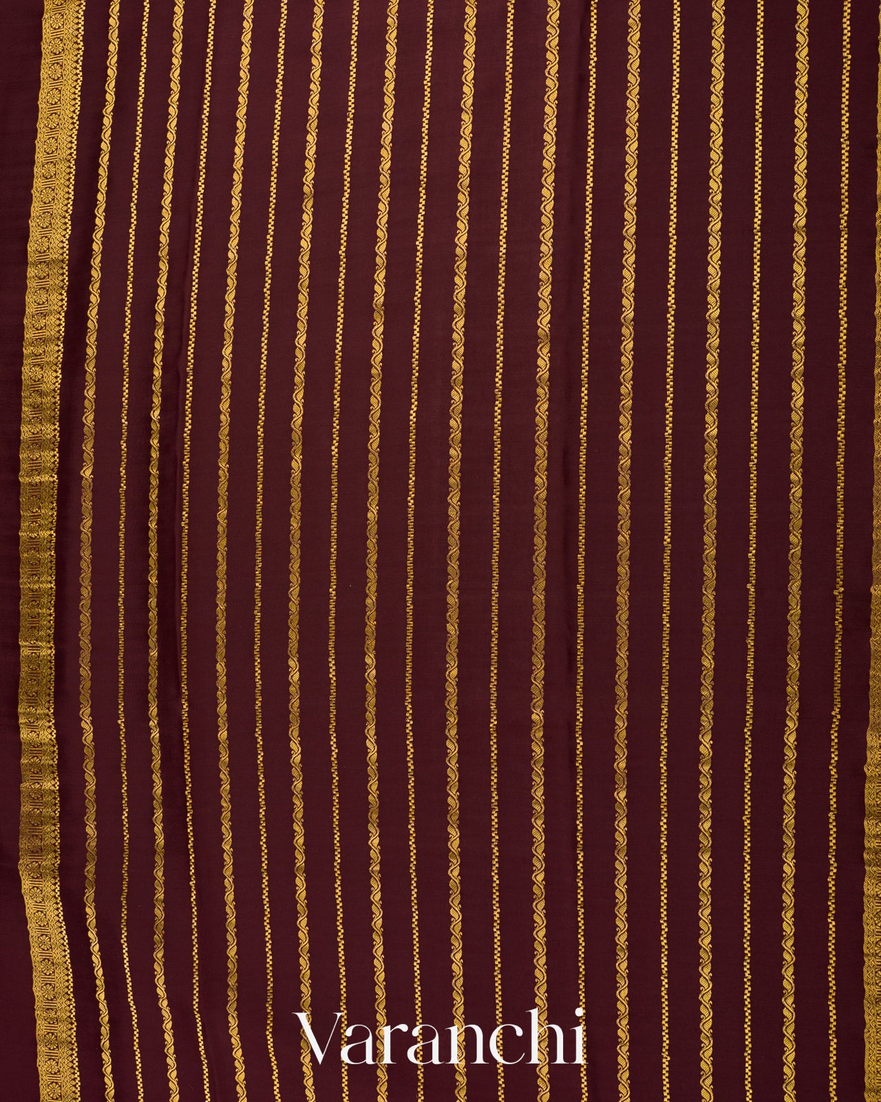 Leaf Green-Deep Wine Maroon Pure Mysore Crepe Silk Saree