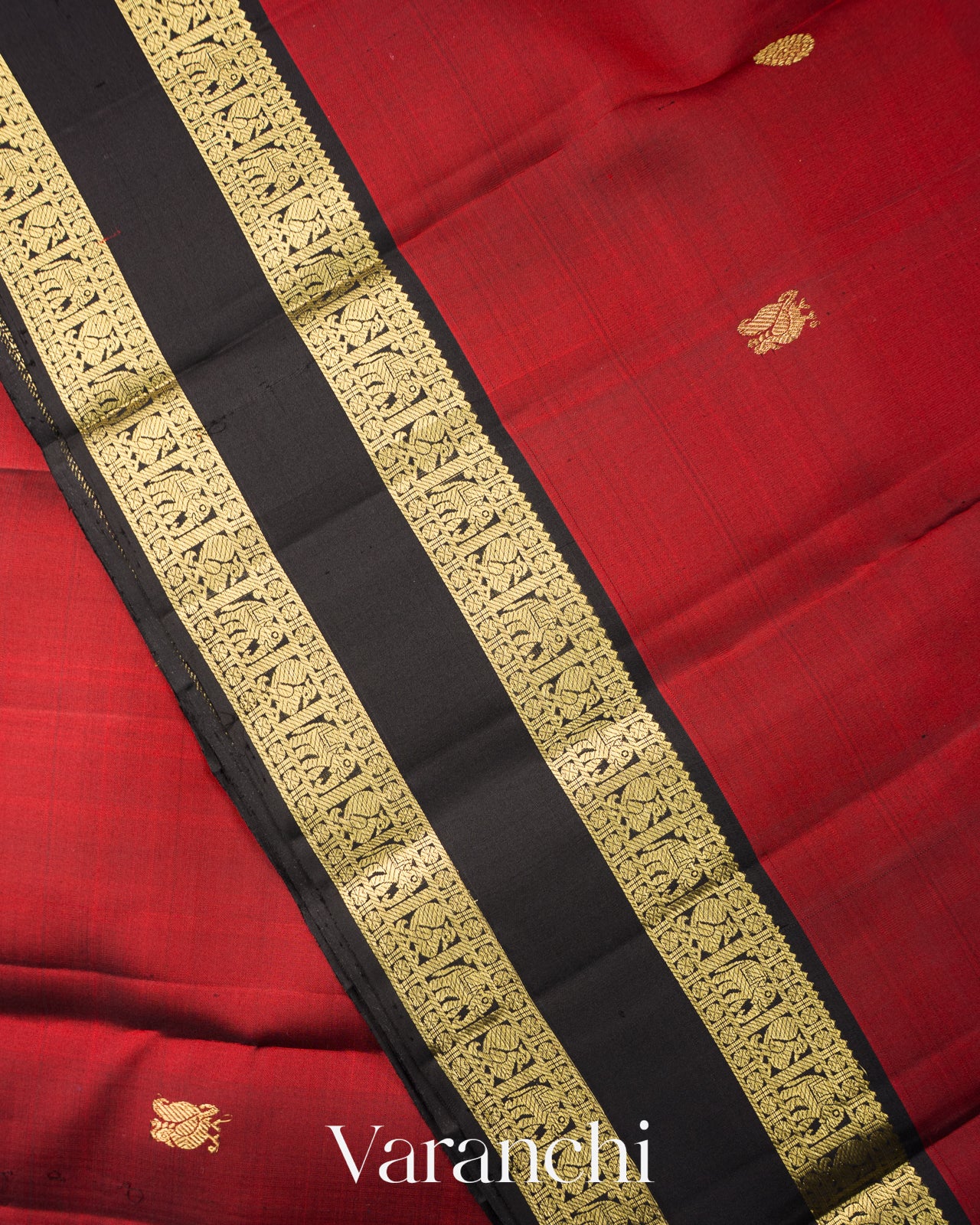 Vermillion Red Pure Kanchipuram Silk Handloom Saree