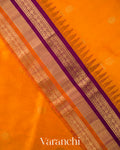 Mango Yellow and Deep Purple Pure Kanchipuram Silk Cotton Handloom Saree