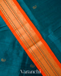 Peacock Blue Pure Kanchipuram Silk Cotton Handloom Saree