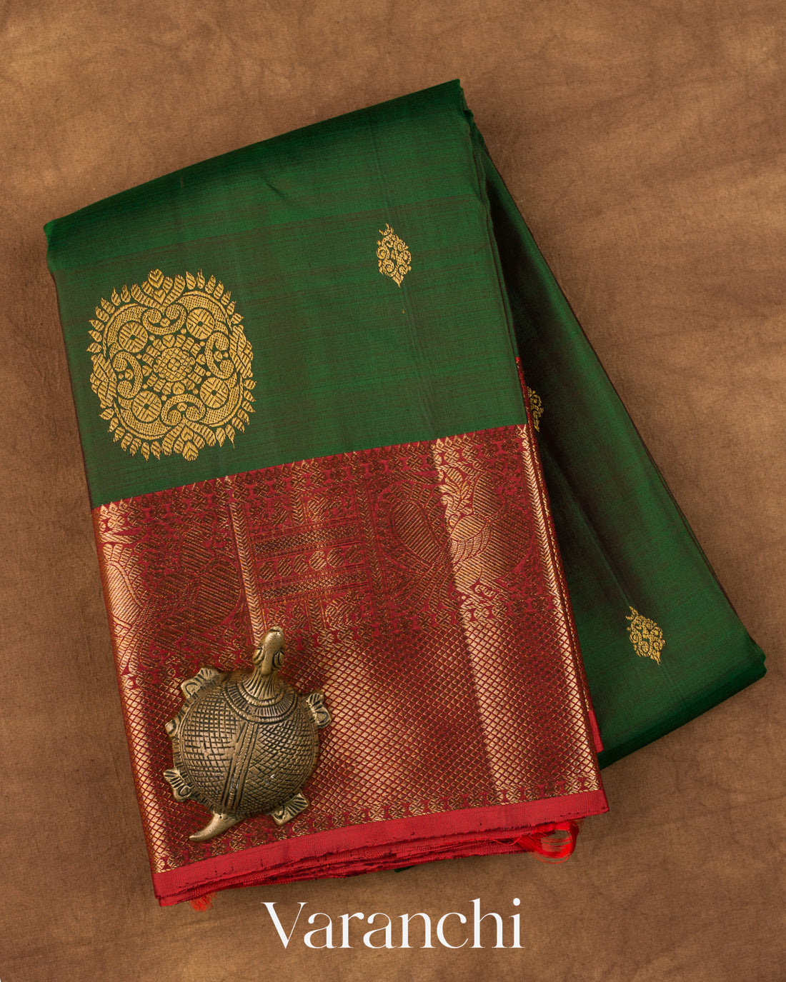 Bottle Green Pure Kanchipuram Silk Saree