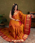 Deep Orange Pure Kanchipuram Silk Saree