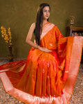 Vermilion Orange Pure Katan Silk Handloom Saree